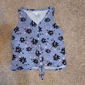 Floral Blue Sleeveless Top